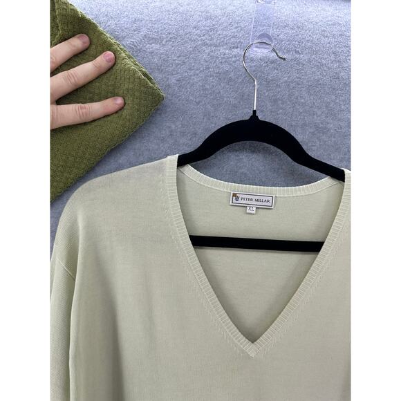 Peter Millar Mens sz XL Cashmere Cotton Blend Vneck Pullover Sweater Golf Attire - Picture 7 of 10